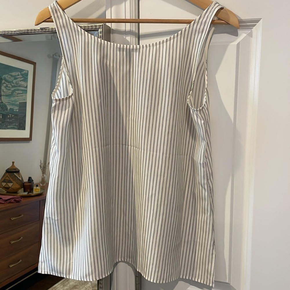 Eileen Fisher Striped Silk Crepe U Neck Camisole - Picture 4 of 12